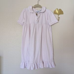 Bayou Blanks Pink and White Stripe Nightgown Peter Pan Collar Size 3T Ruffle Hem